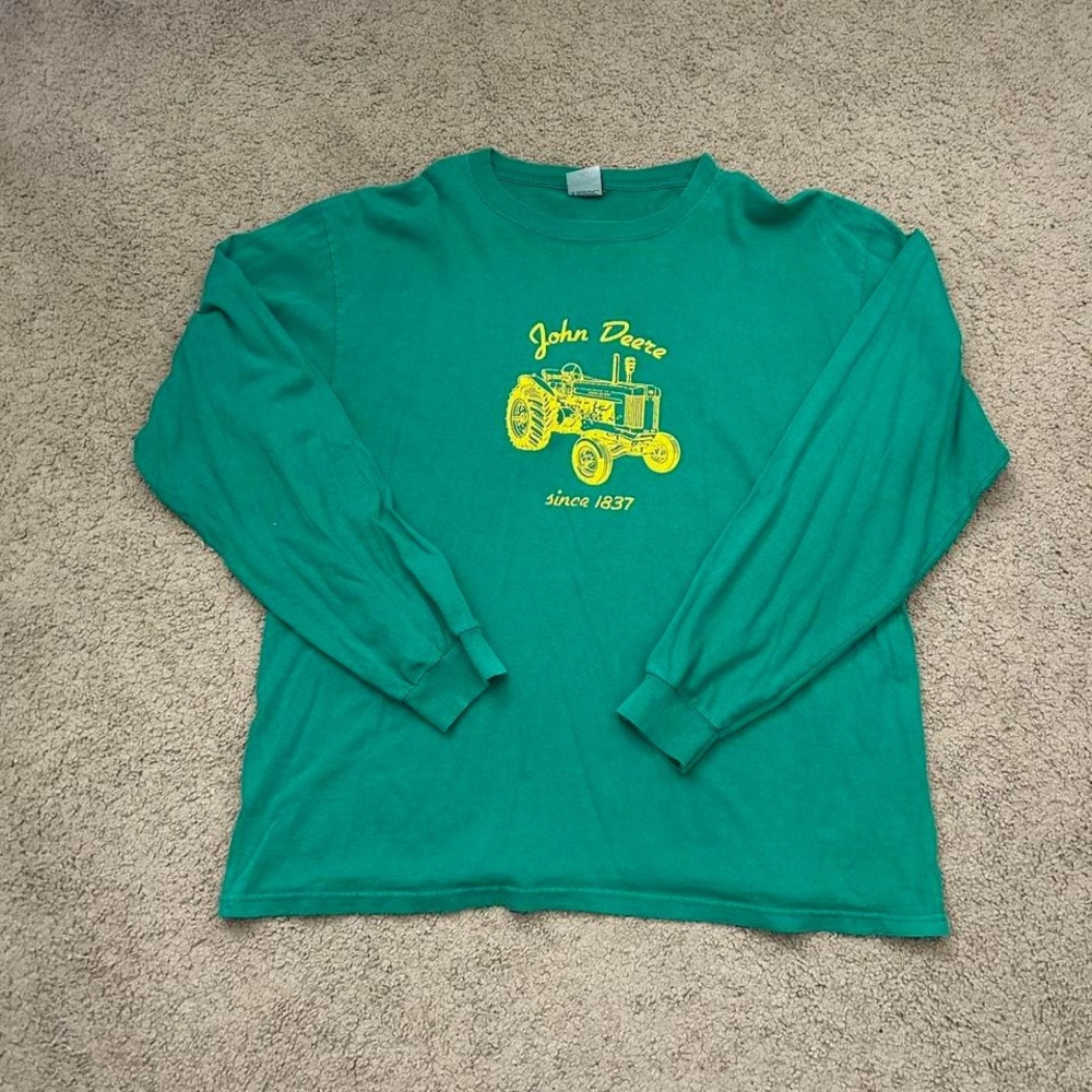 Vintage John Deere green long sleeve shirt Size XL